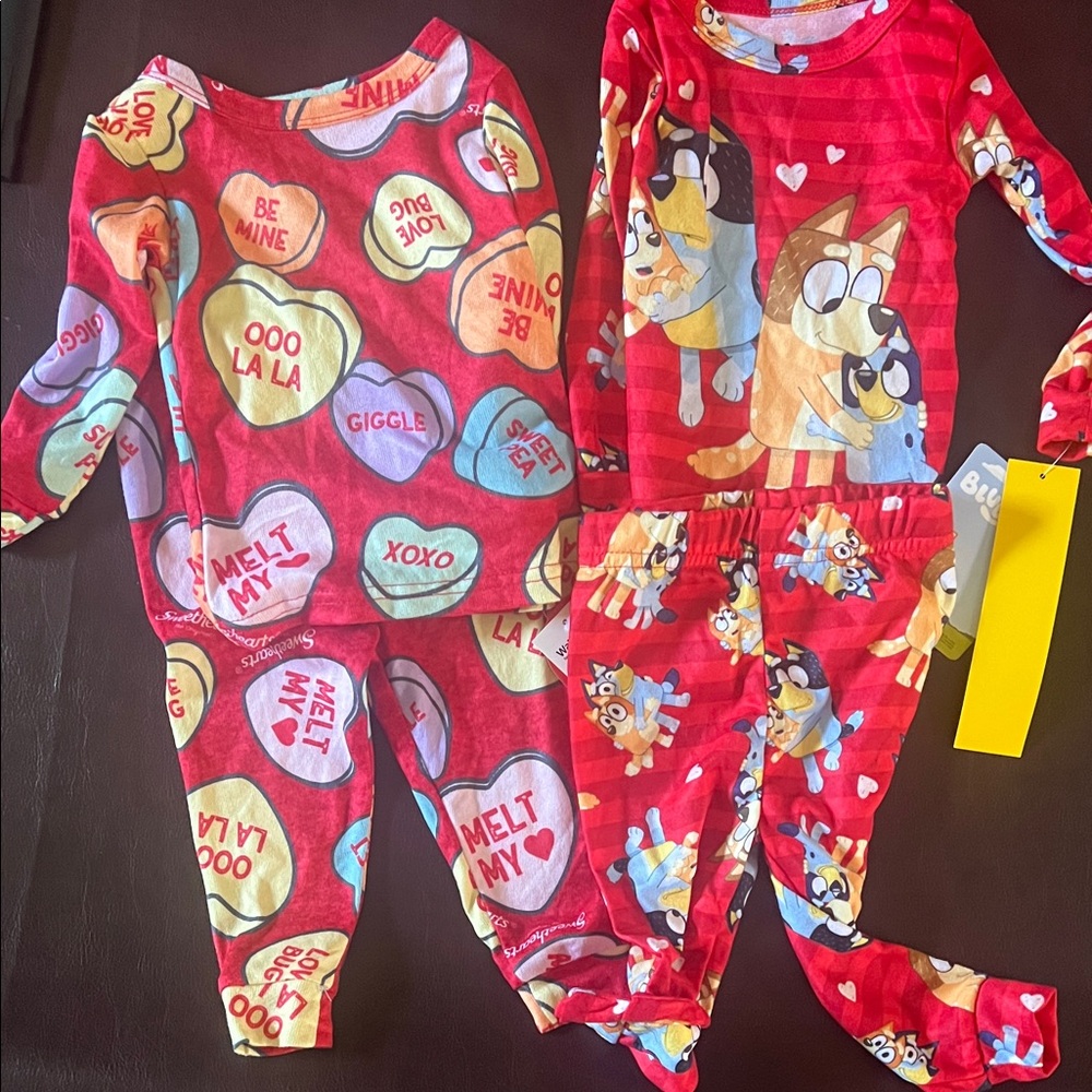 Red Kids Pajama Set with Cartoon Print